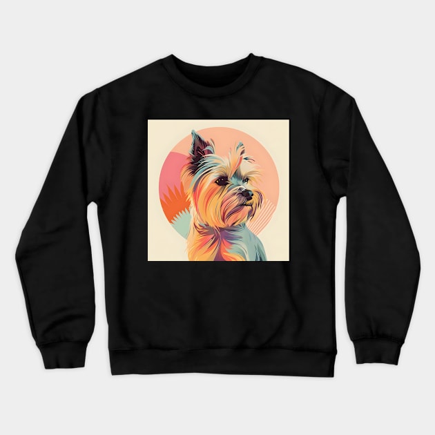 Retro Silky Terrier: Pastel Pup Revival Crewneck Sweatshirt by NatashaCuteShop